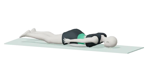 Lying back lift, step 1: Lie face down, arms by your sides