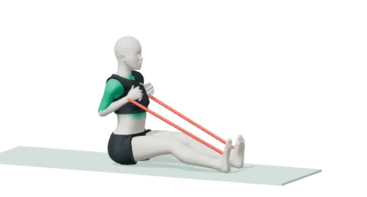 Seated band row, step 2: Pull your elbows back, then return slowly
