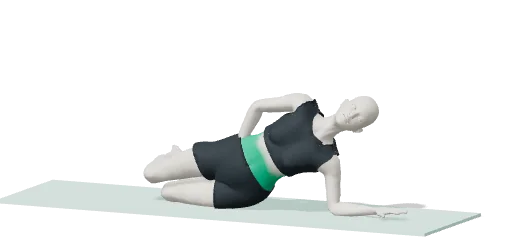 Side bridge from the knees, step 1: Lie on your side, propped on your forearm