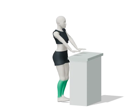 Toe raises, step 2: Rock back onto your heels, toes up